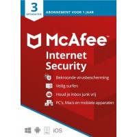 McAfee Internet Security  3 apparaten 1 jaar Windows - Mac - Android - iOS