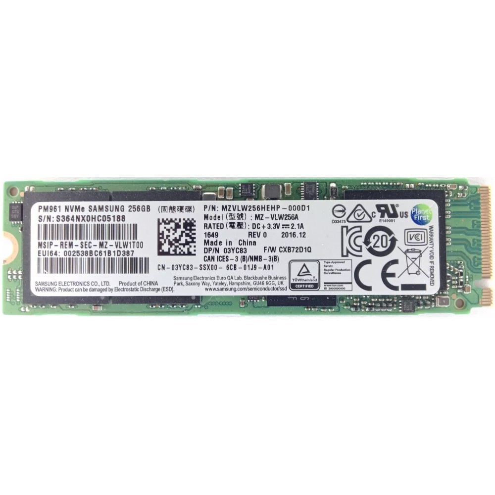 Samsung PM961 256GB BG4 PCIe Gen3 x4 NVMe M.2 2280