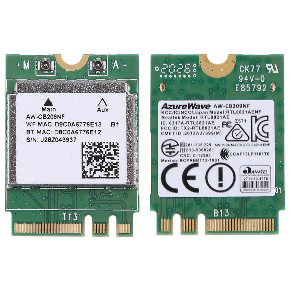 RTL8821AE / AW-CB209NF Dualband Wi-fi en Bluetooth kaart