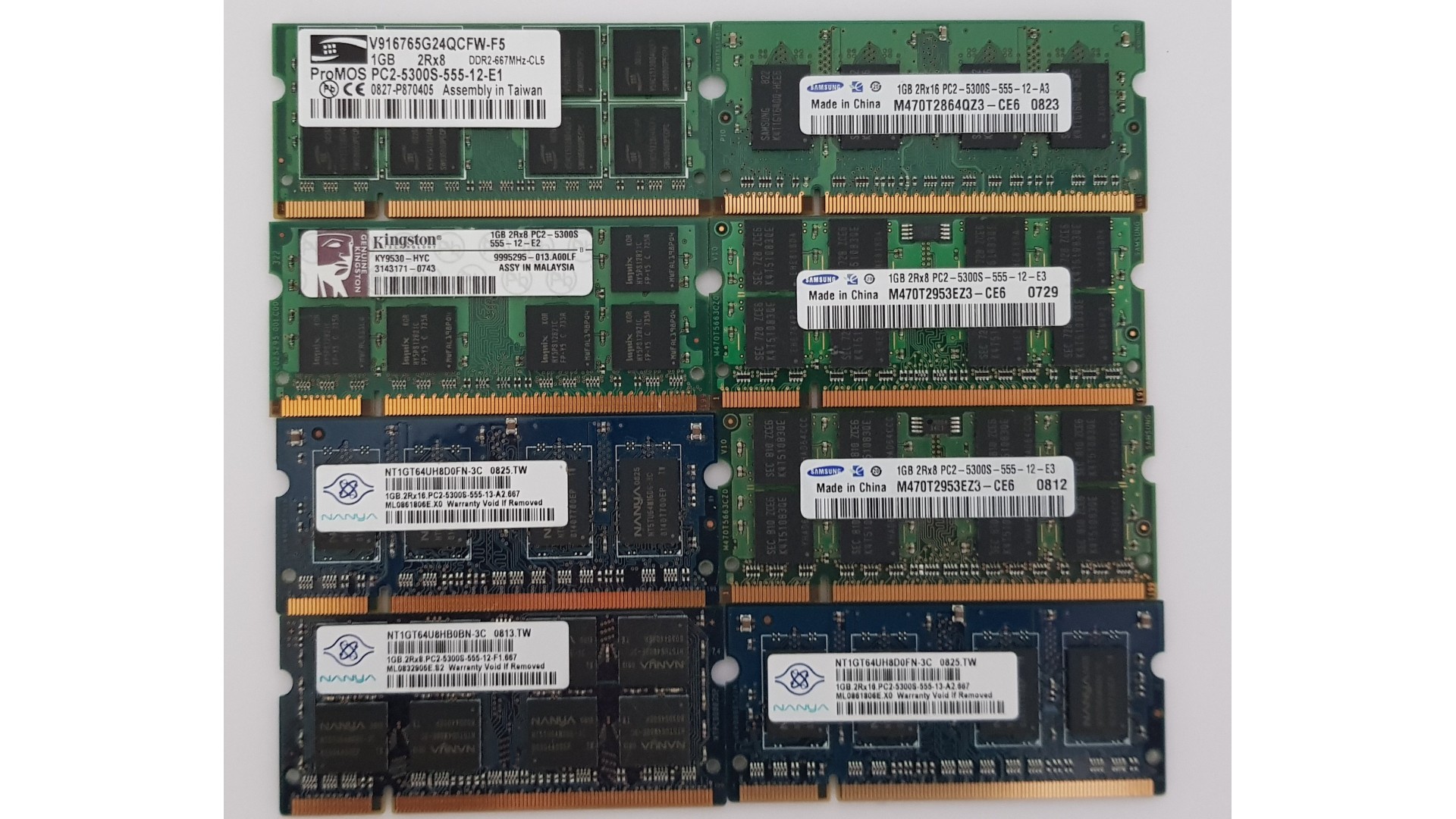 1GB DDR2 SO-DIMM PC2-5300 Mixed