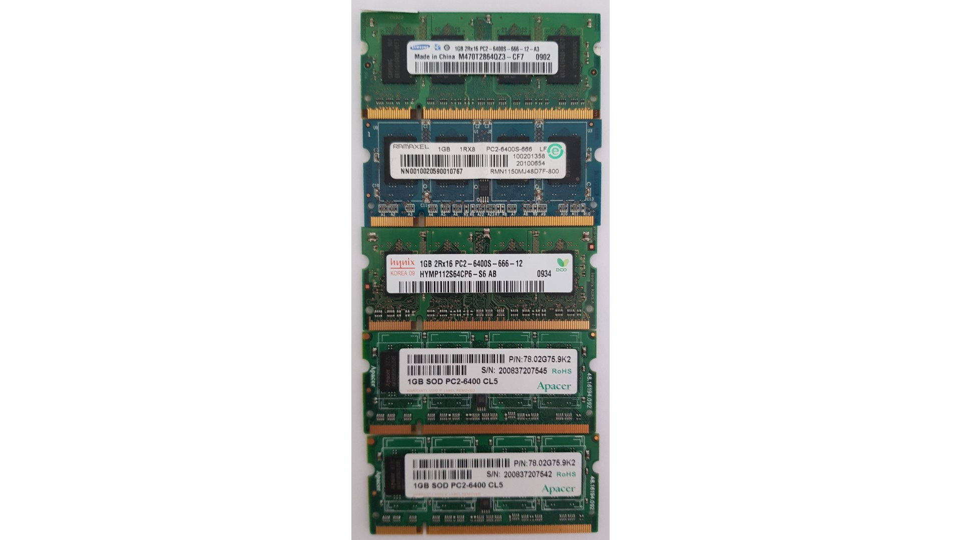 1GB DDR2 SO-DIMM PC2-6400 Mixed