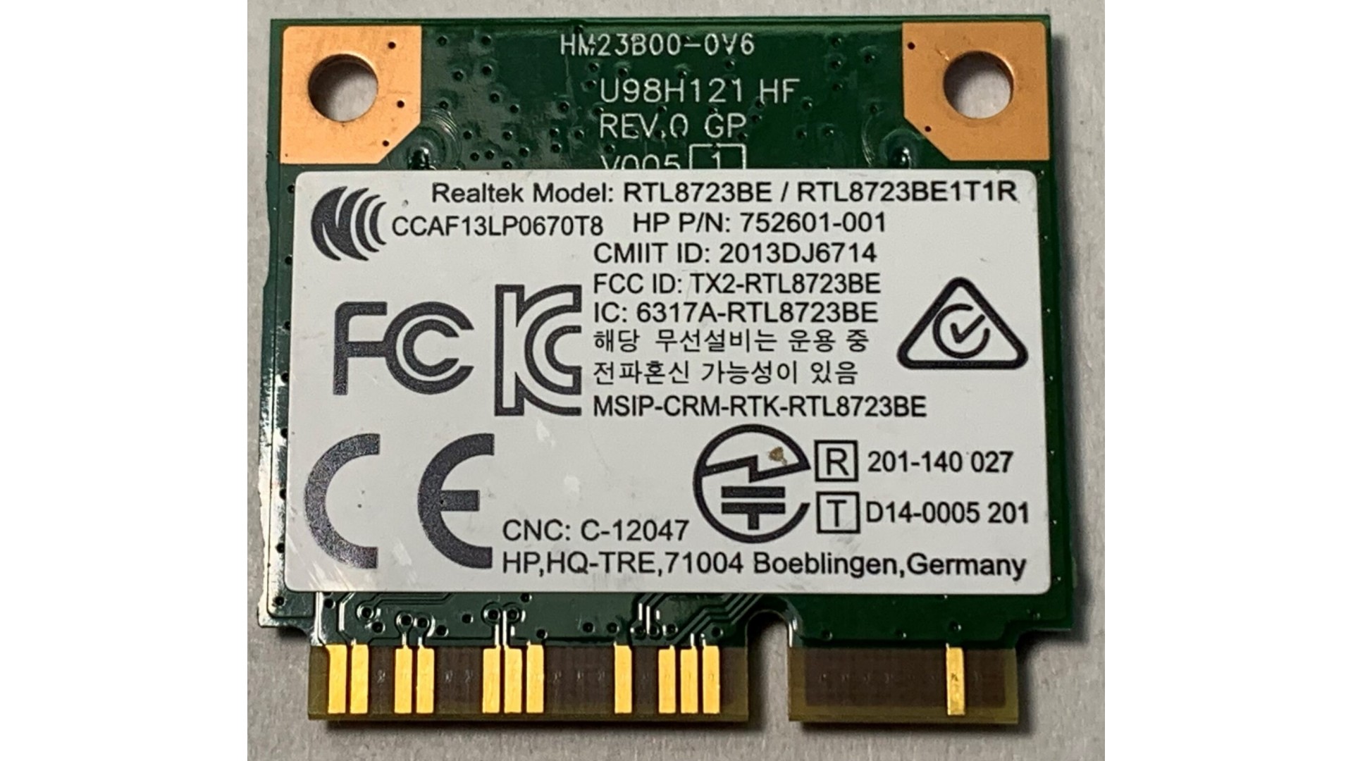 HP 802.11 b/g/n WiFi BT Adapter 752601-001