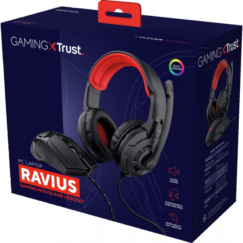 Trust GXT 785 Ravius 2-in-1 Gaming Headset en Gaming Muis (verlicht) combi