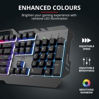 Trust GXT 853 ESCA metalen Gaming Toetsenbord Verlicht QWERTZ HU