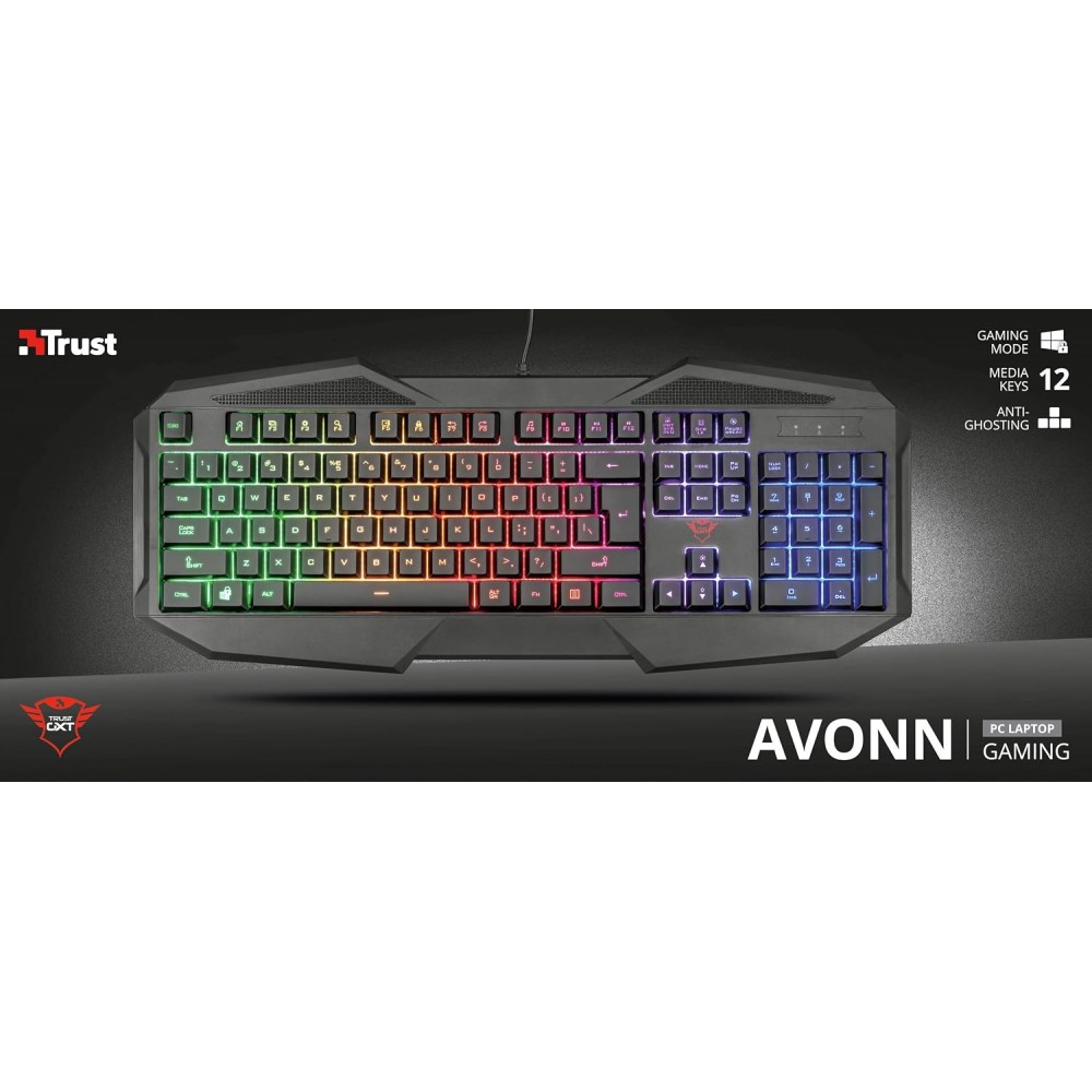 Trust GXT 830RW AVONN Gaming Toetsenbord zwart AZERTY FR verlicht