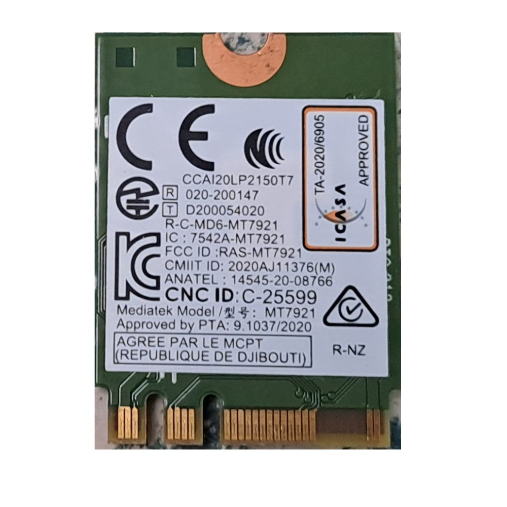 Mediatek MT7921 Ngff M.2 2,4 Ghz 5 Ghz Dual-band Wifi-6 1800 Mbps
