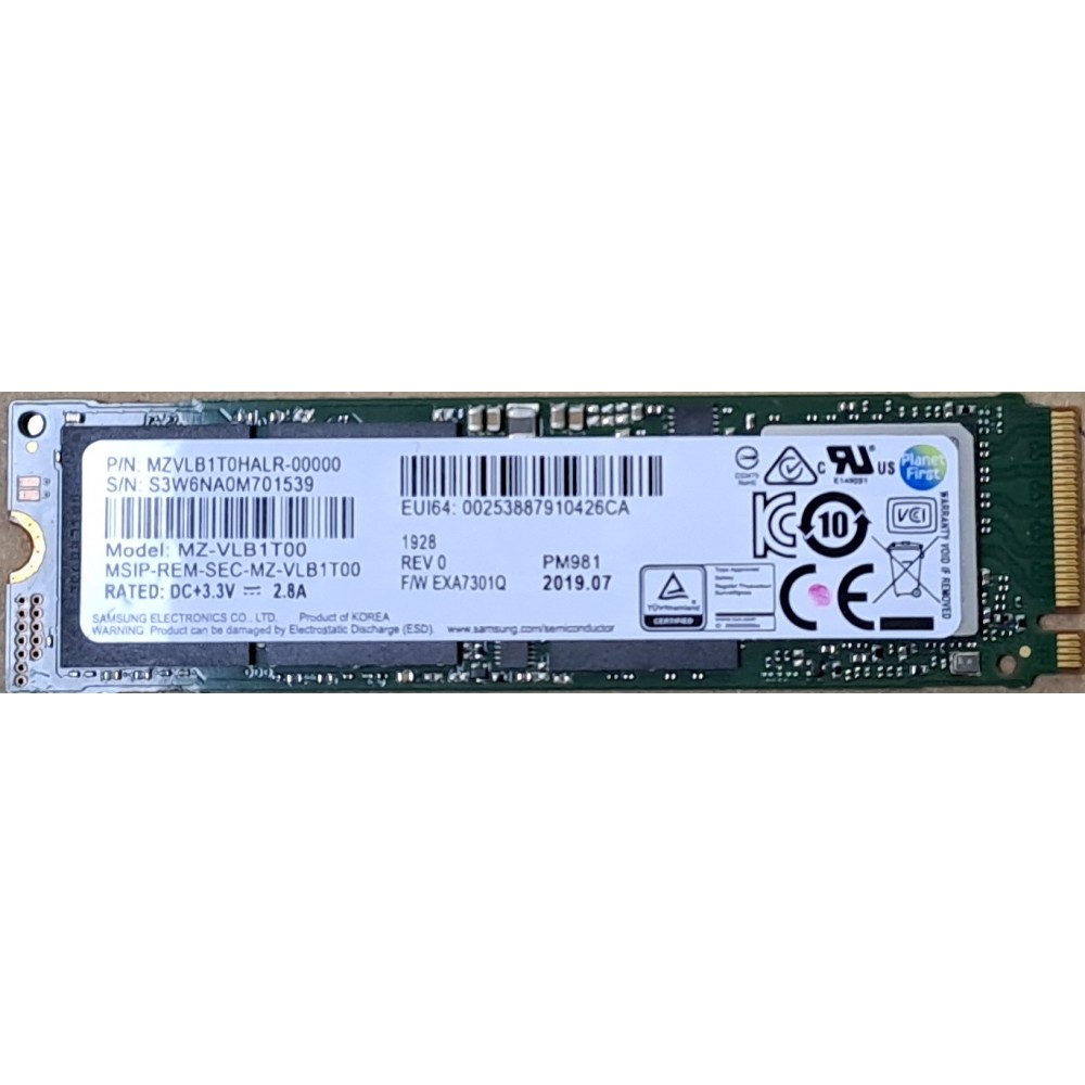 Samsung PM981 1TB SSD PCIe Gen3 x4 NVMe M.2 2280