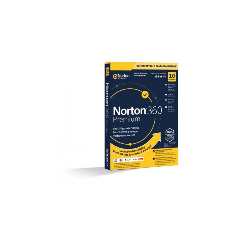Norton 360 Premium + Backup 75GB 10 apparaten 1 jaar